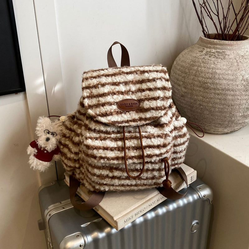 Retro Striped Large Capacity Commuter Backpack