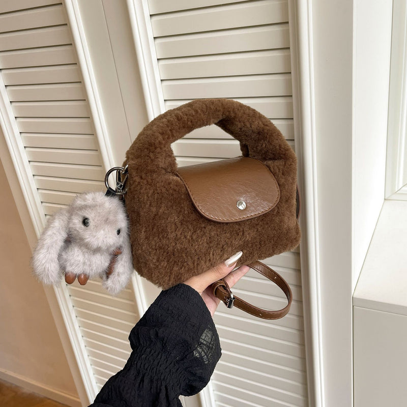 Cute Dragon Plush Shoulder Bag for Women Retro Style