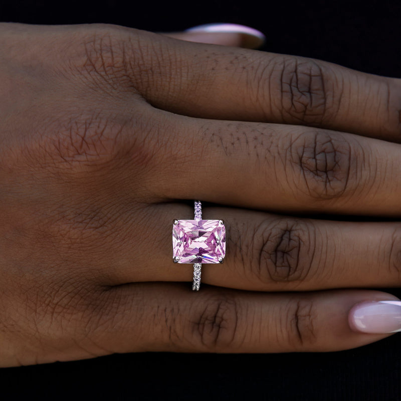 Pink Cocktail Ring in White Gold Vermeil