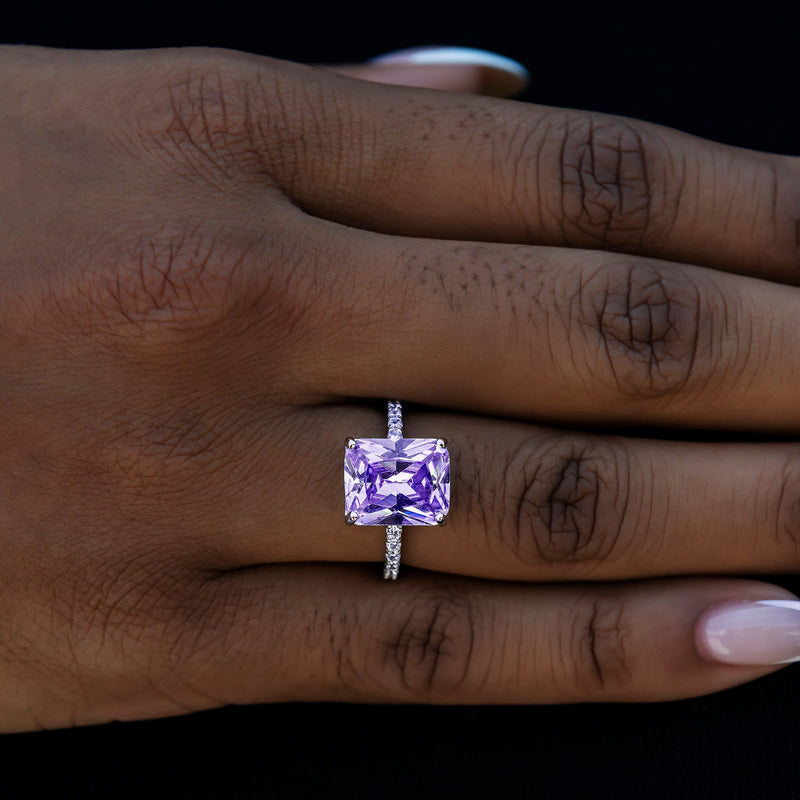Purple Cocktail Ring in White Gold Vermeil