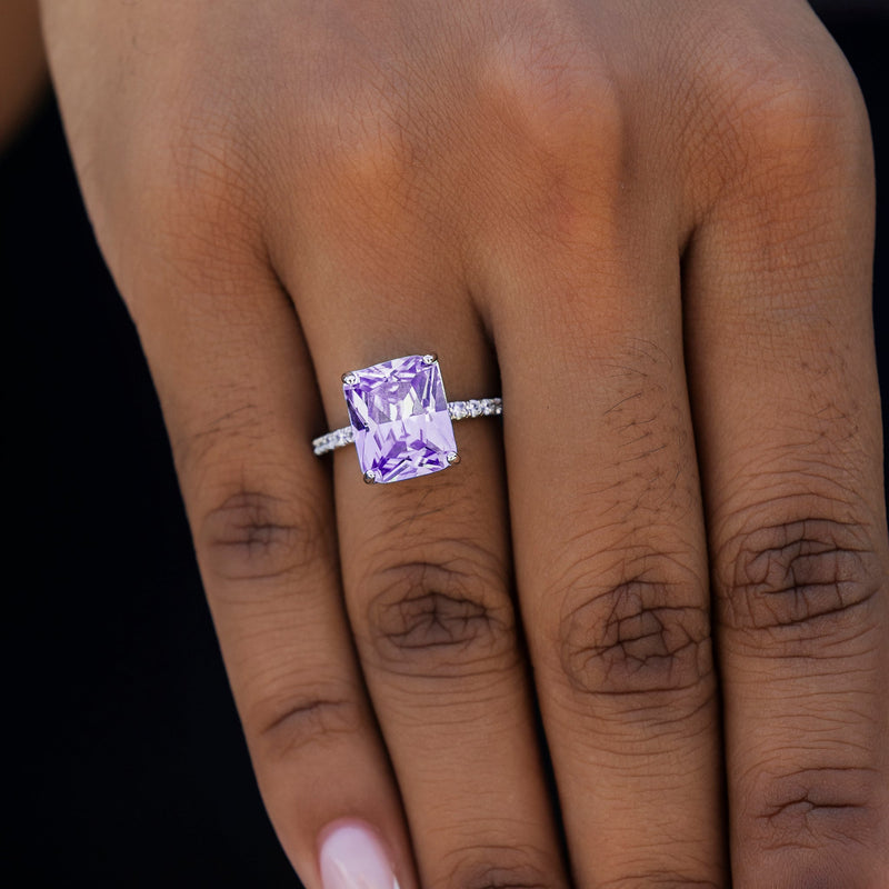 Purple Cocktail Ring in White Gold Vermeil