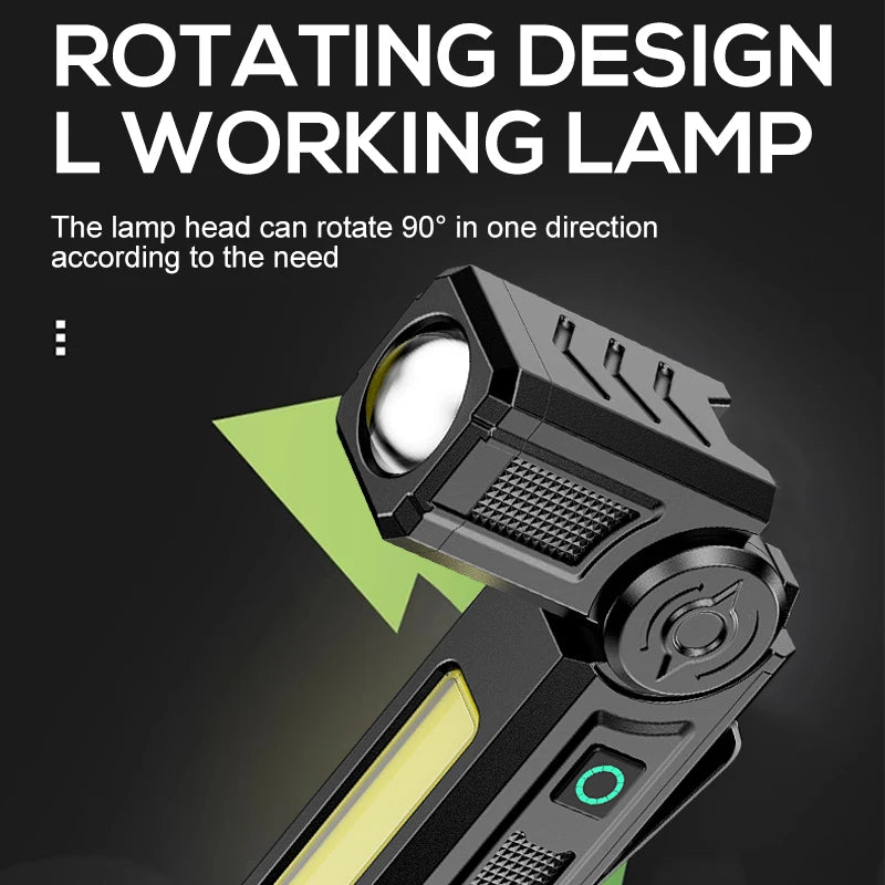 Multi-functional portable work light Rotating work light lighting magnetic repair light USB charging repair light super bright