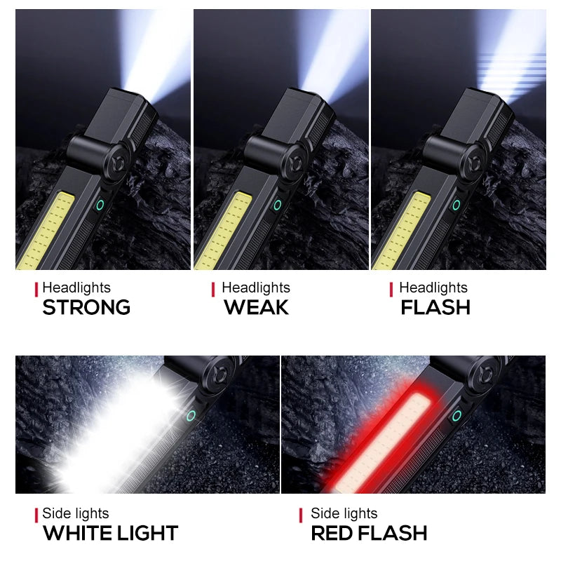 Multi-functional portable work light Rotating work light lighting magnetic repair light USB charging repair light super bright