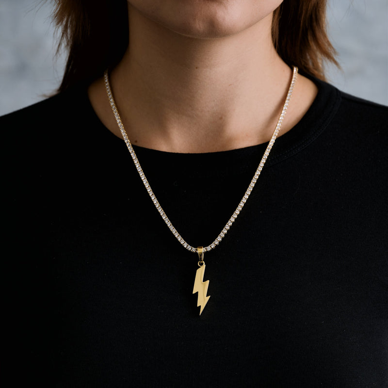 Simple Lightning Bolt Pendant in Yellow Gold