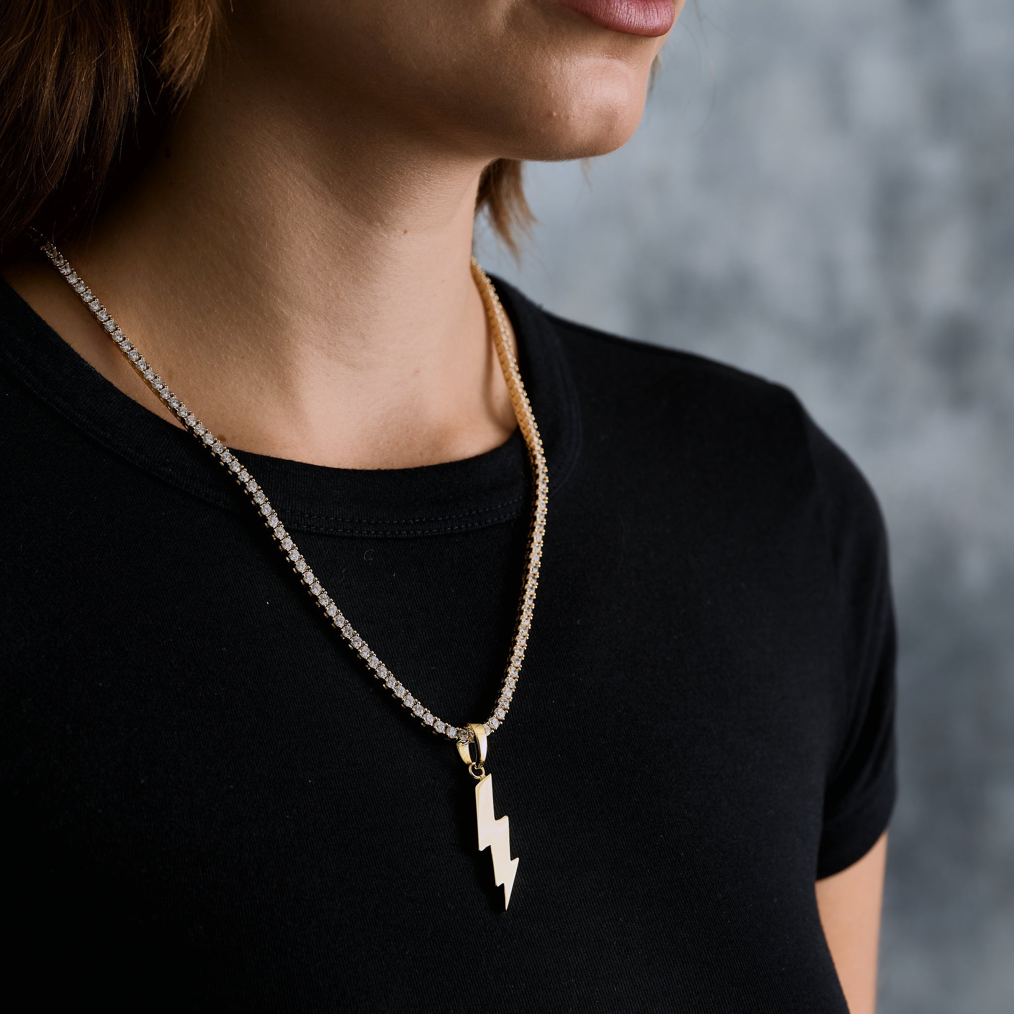 Simple Lightning Bolt Pendant in Yellow Gold