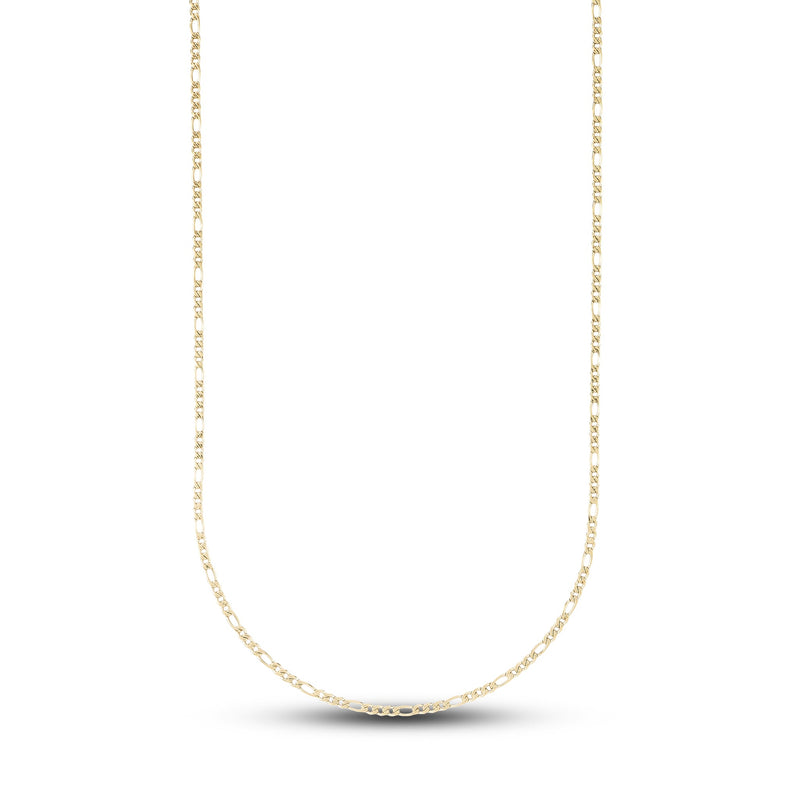 Figaro Necklace in Hollow Yellow Gold - 2mm