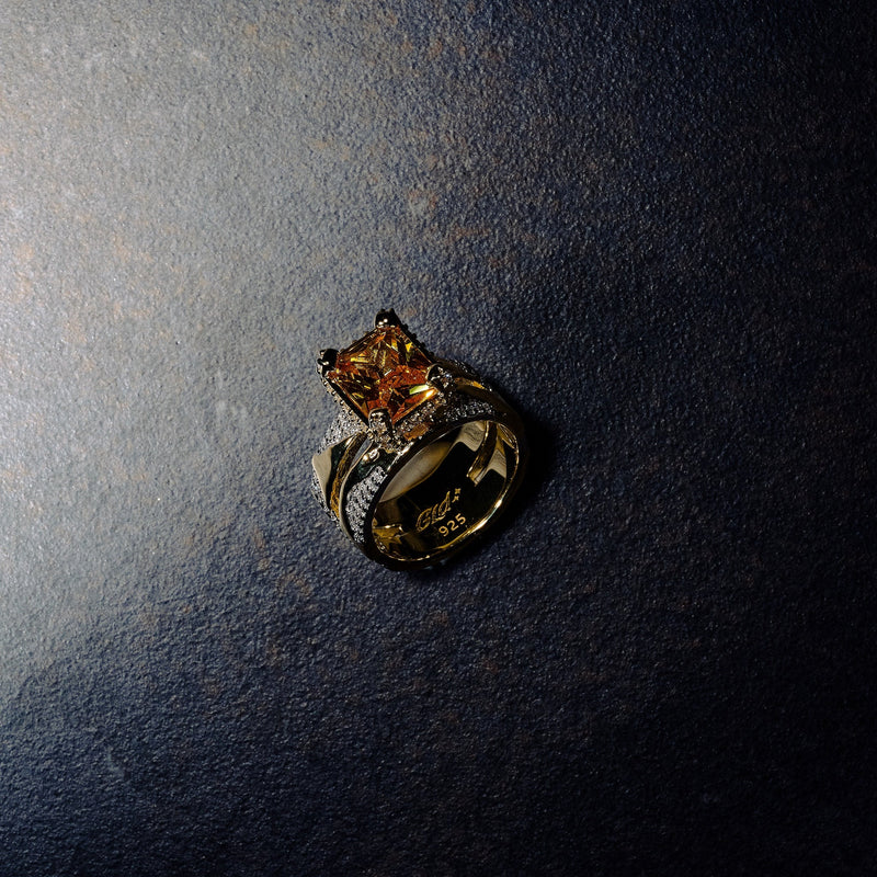 GLD X Bloody Osiris Canary Two Tone Rock Ring in Yellow Gold Vermeil