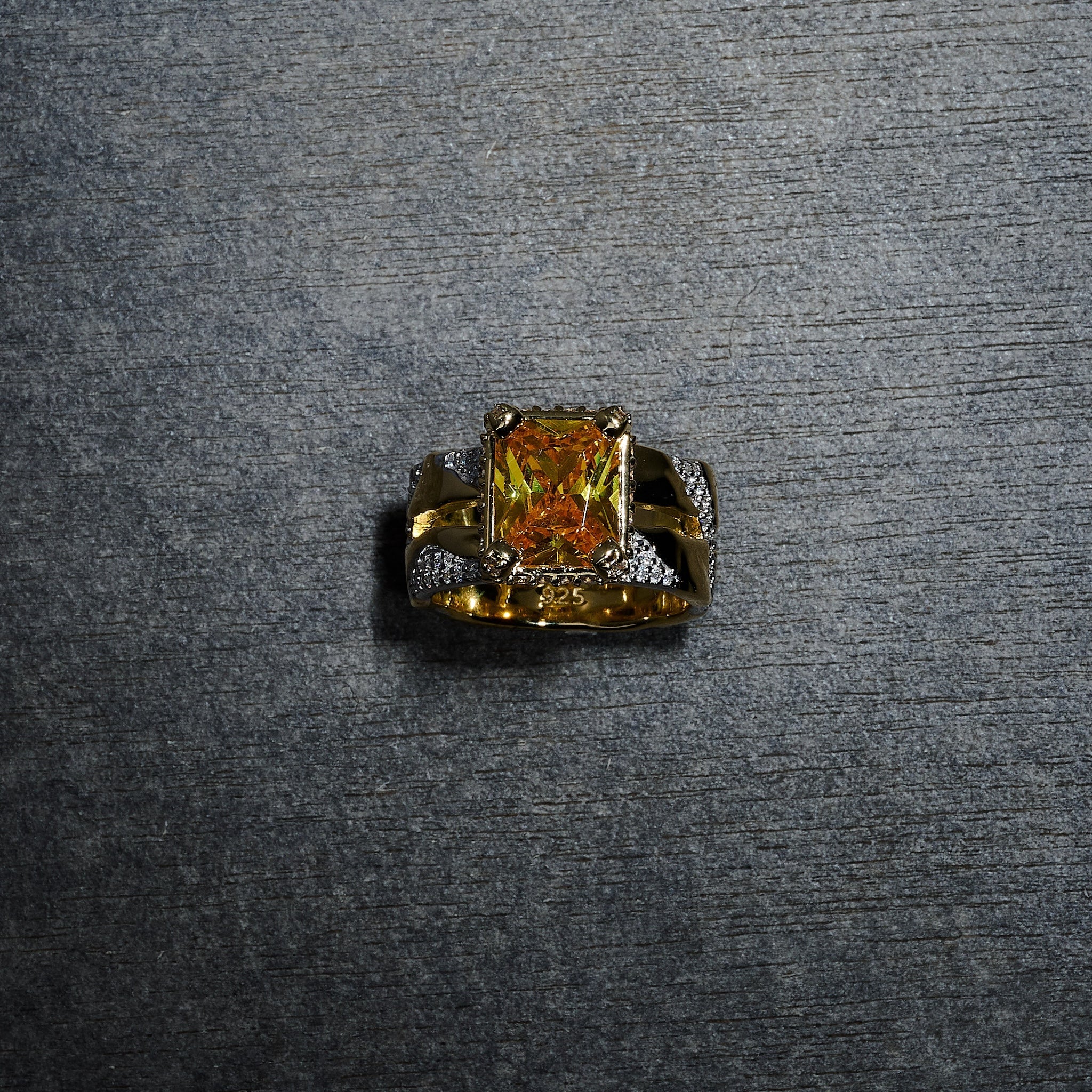 GLD X Bloody Osiris Canary Two Tone Rock Ring in Yellow Gold Vermeil