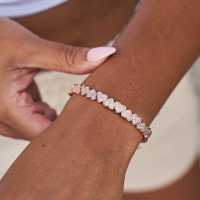 Eternity Heart Cuff Bracelet in Rose Gold