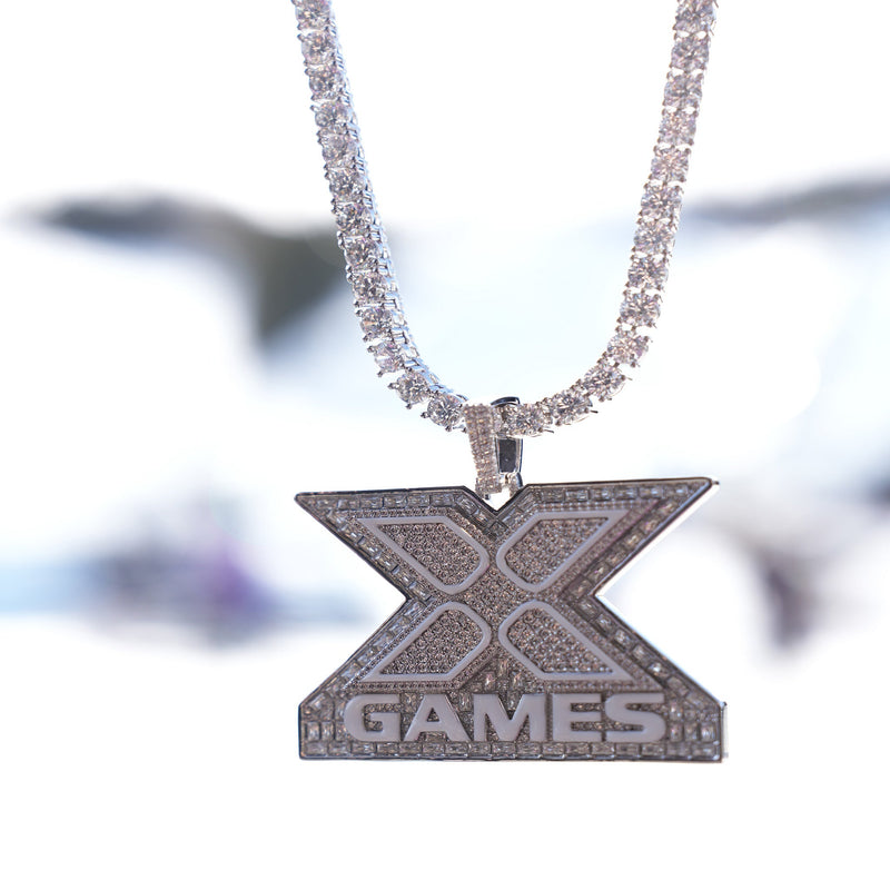X Games Iced Pendant in White Gold