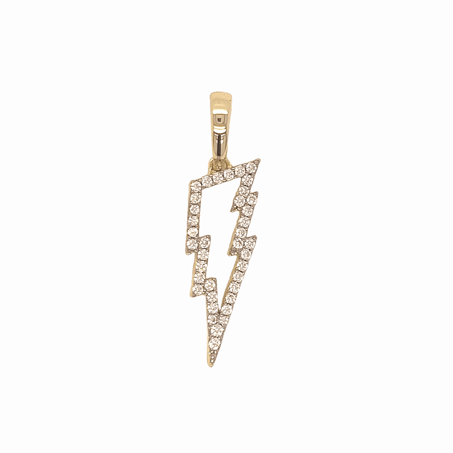 Men's Moissanite Diamond Micro Lightning Bolt Pendant in Yellow Gold Vermeil
