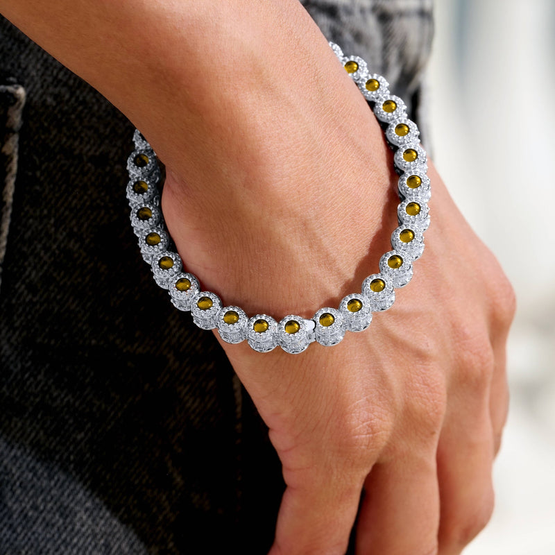 Canary Iced Multi Dimensional Bangle Bracelet in White Gold