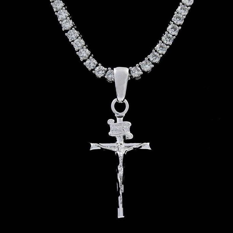Crucifix Cross Pendant in White Gold