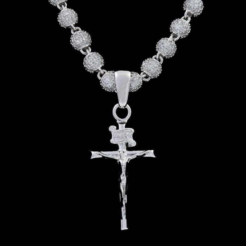 Crucifix Cross Pendant in White Gold
