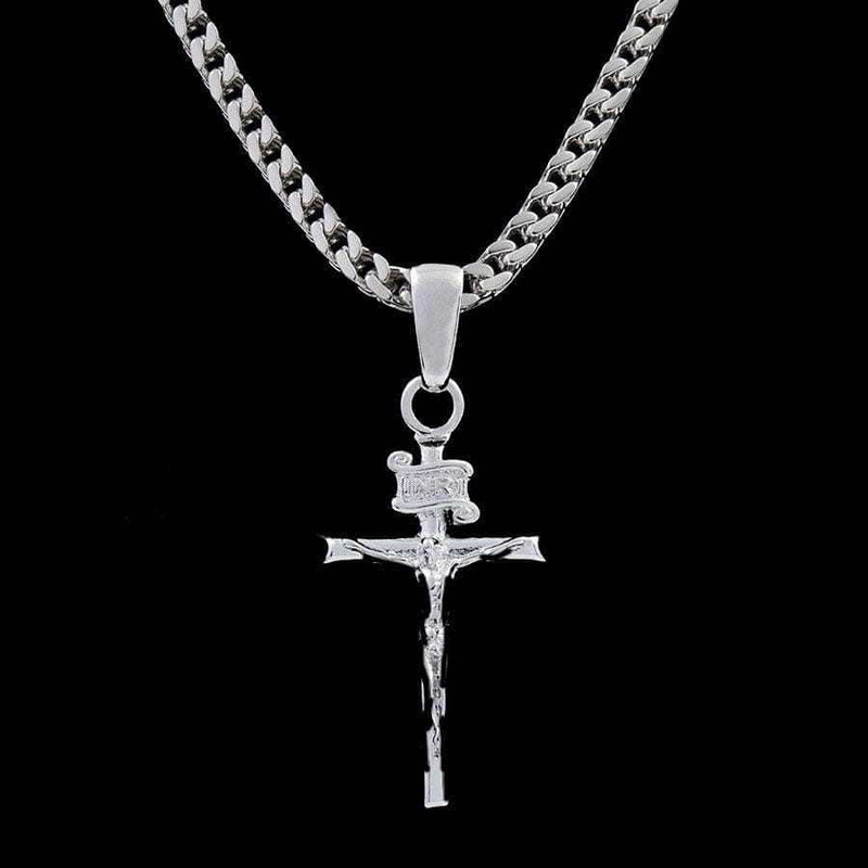 Crucifix Cross Pendant in White Gold