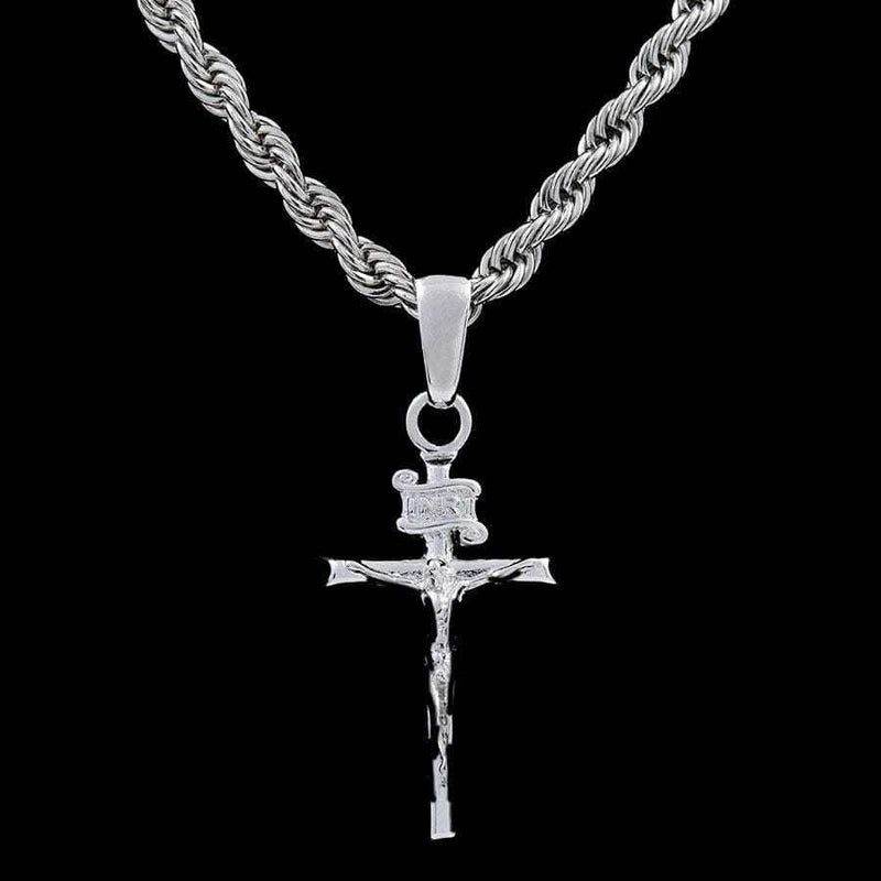 Crucifix Cross Pendant in White Gold