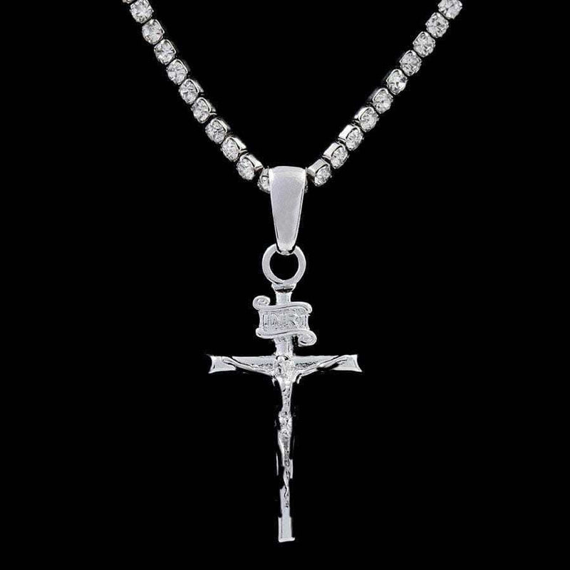 Crucifix Cross Pendant in White Gold