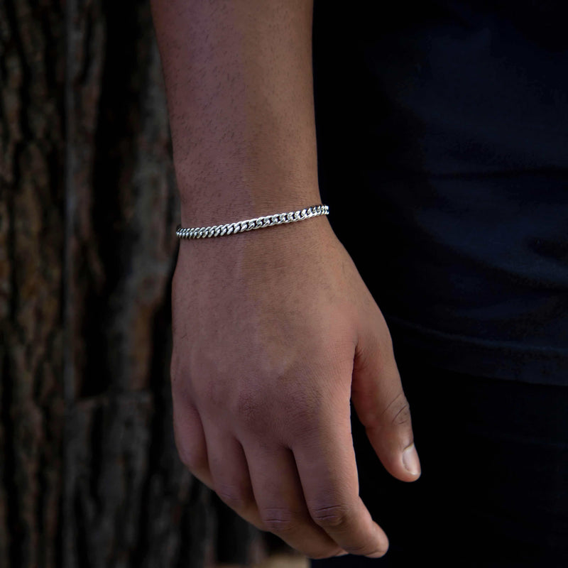 5mm Cuban Chain + Bracelet Bundle - White Gold