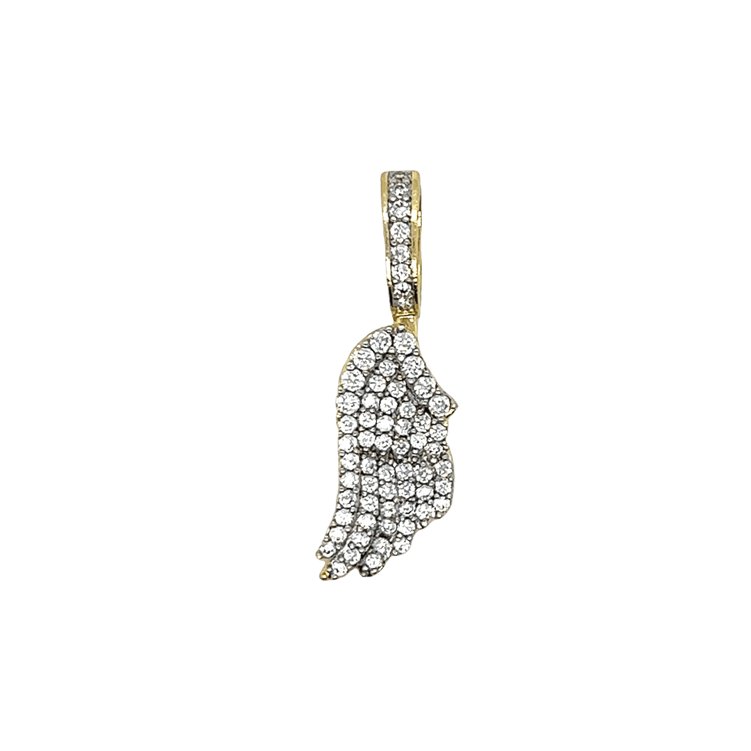 Angel Wing and Stone Set in Yellow Gold