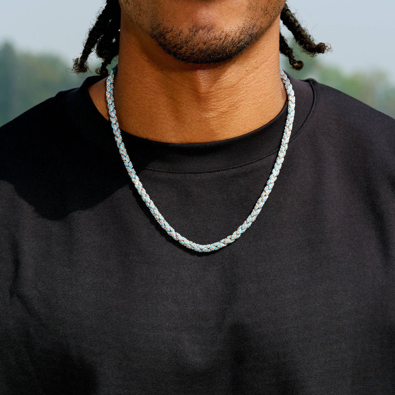 Iced Candy Rope Chain Necklace in White Gold