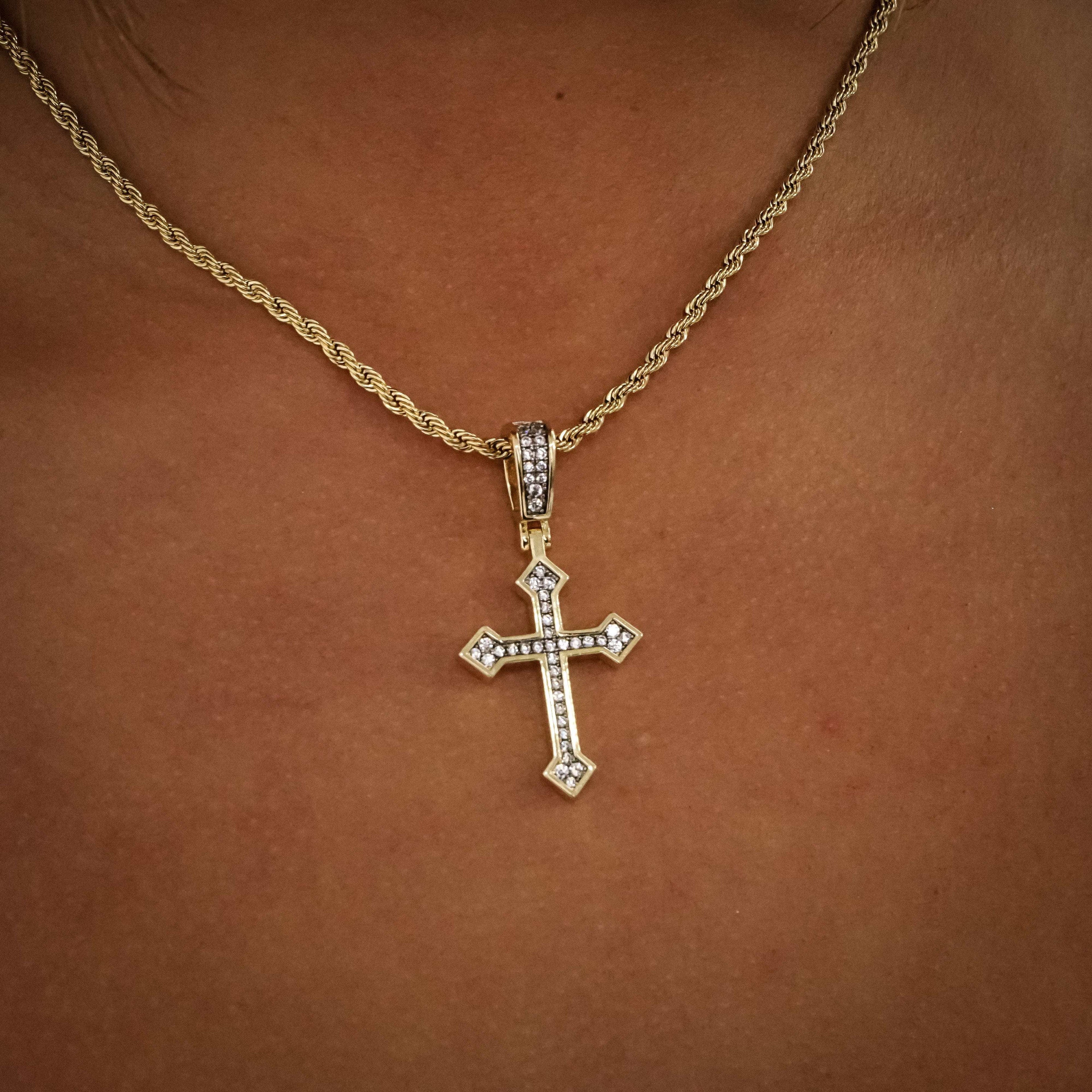 Iced Celtic Cross in Yellow Gold