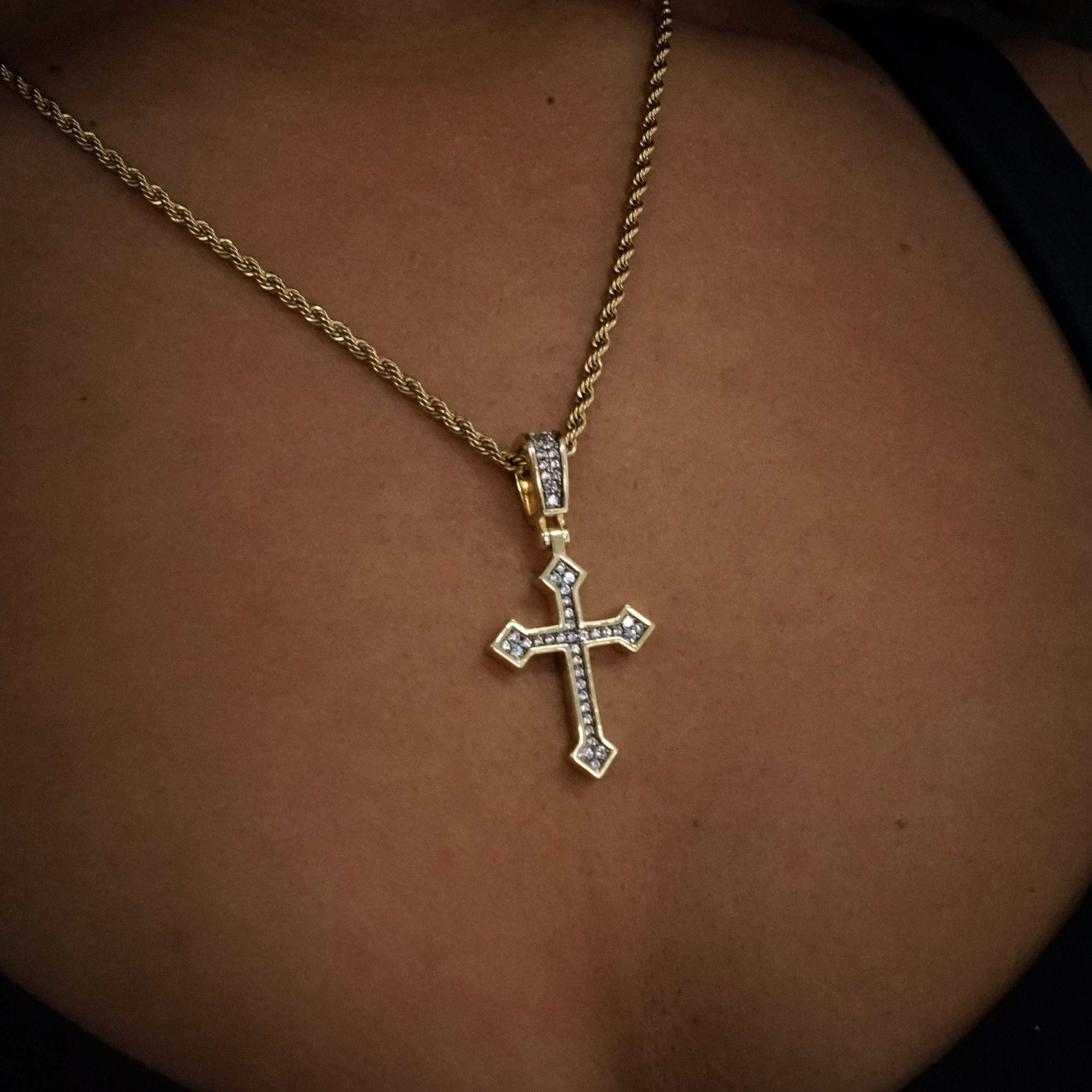 Iced Celtic Cross in Yellow Gold