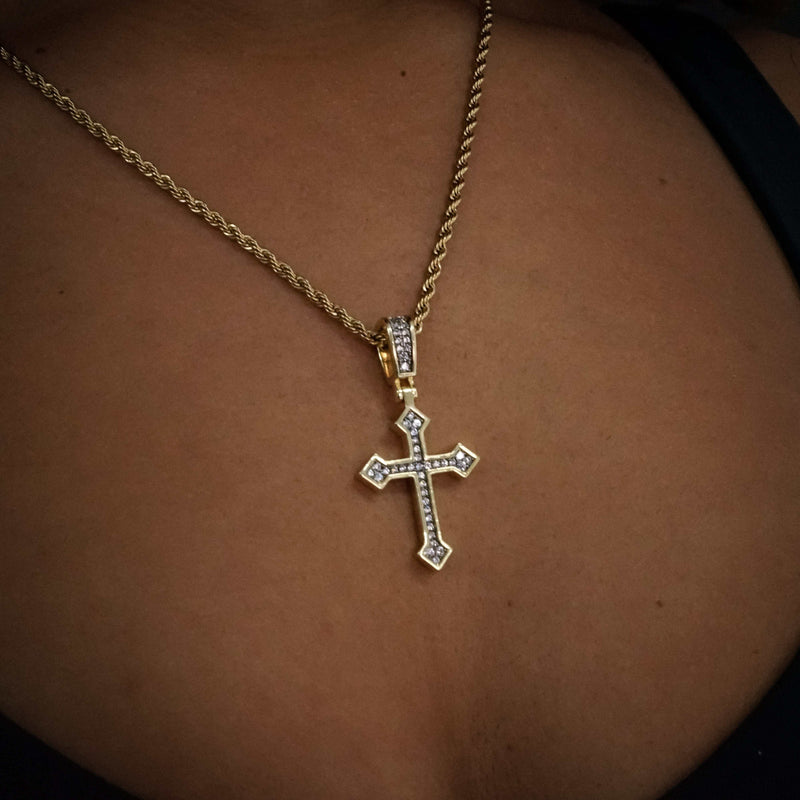 Iced Celtic Cross in Yellow Gold