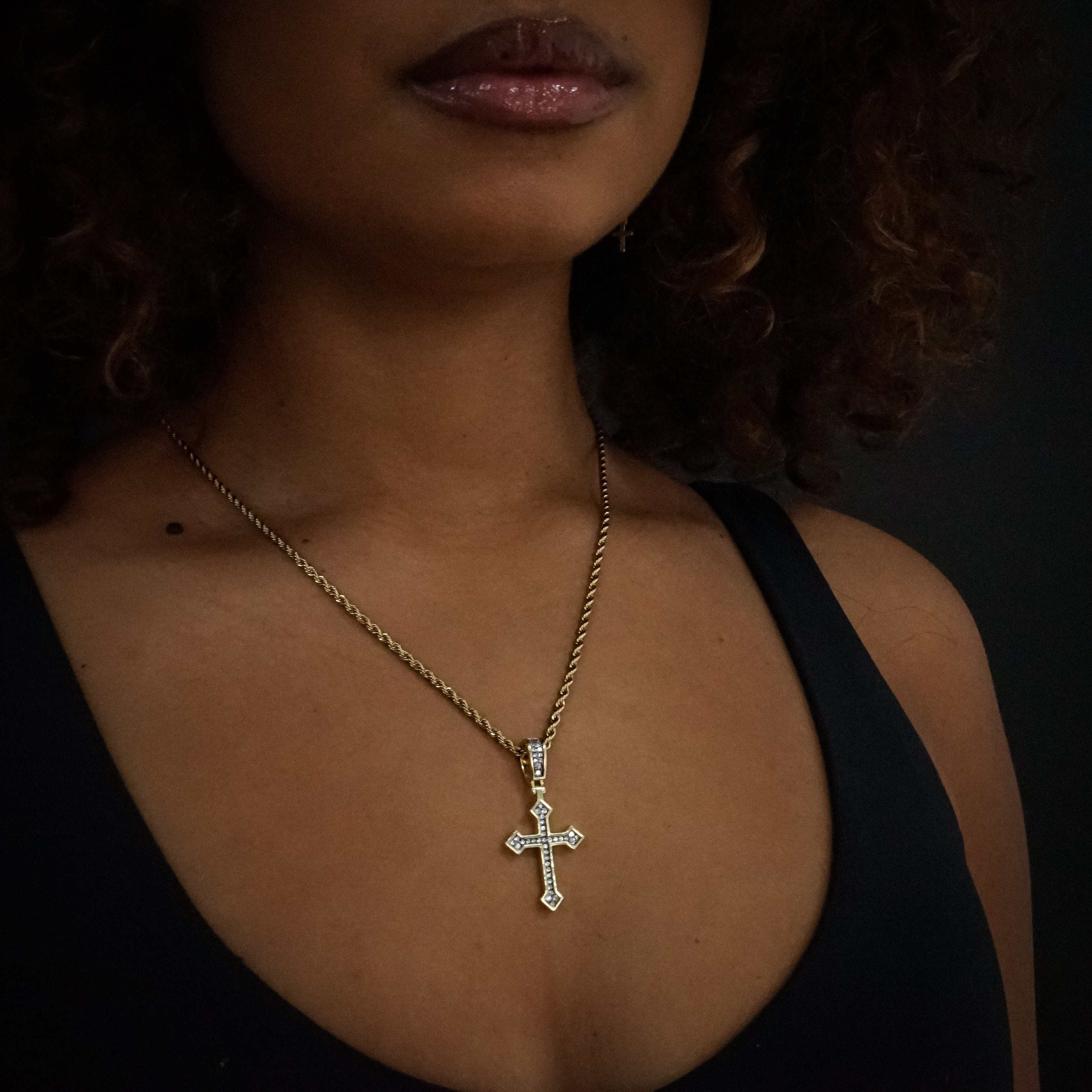 Iced Celtic Cross in Yellow Gold
