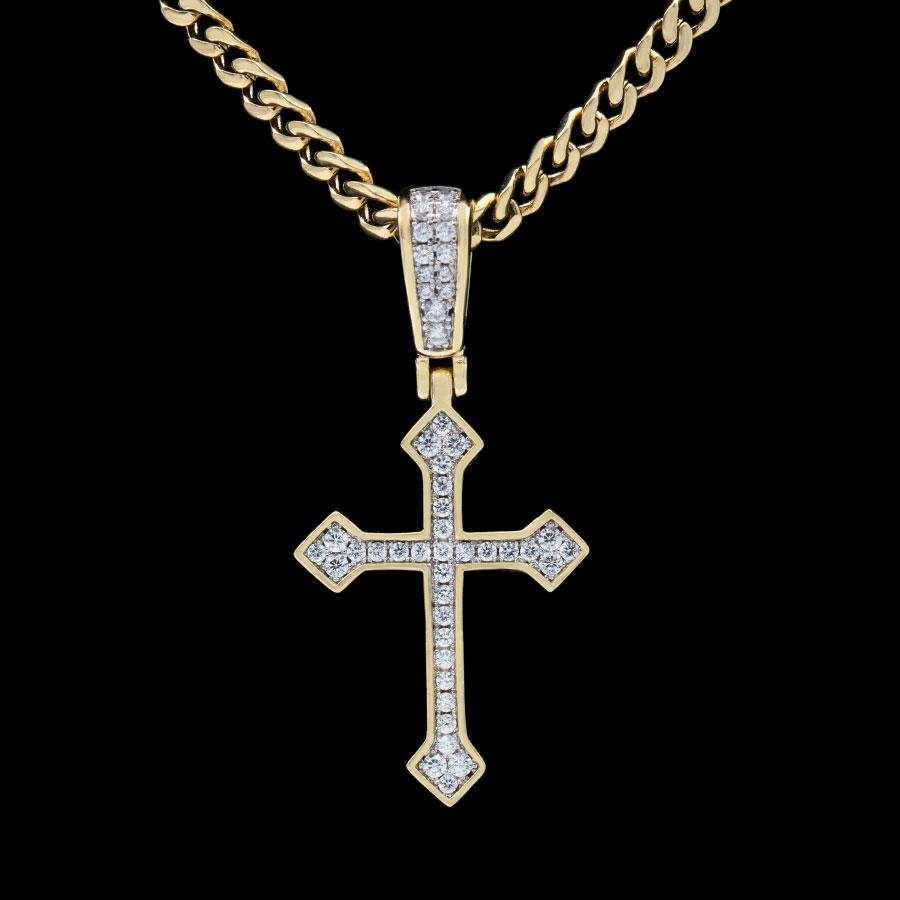 Iced Celtic Cross in Yellow Gold