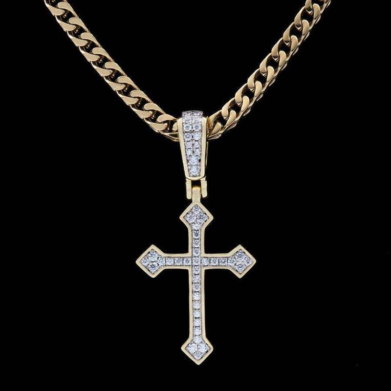 Iced Celtic Cross in Yellow Gold