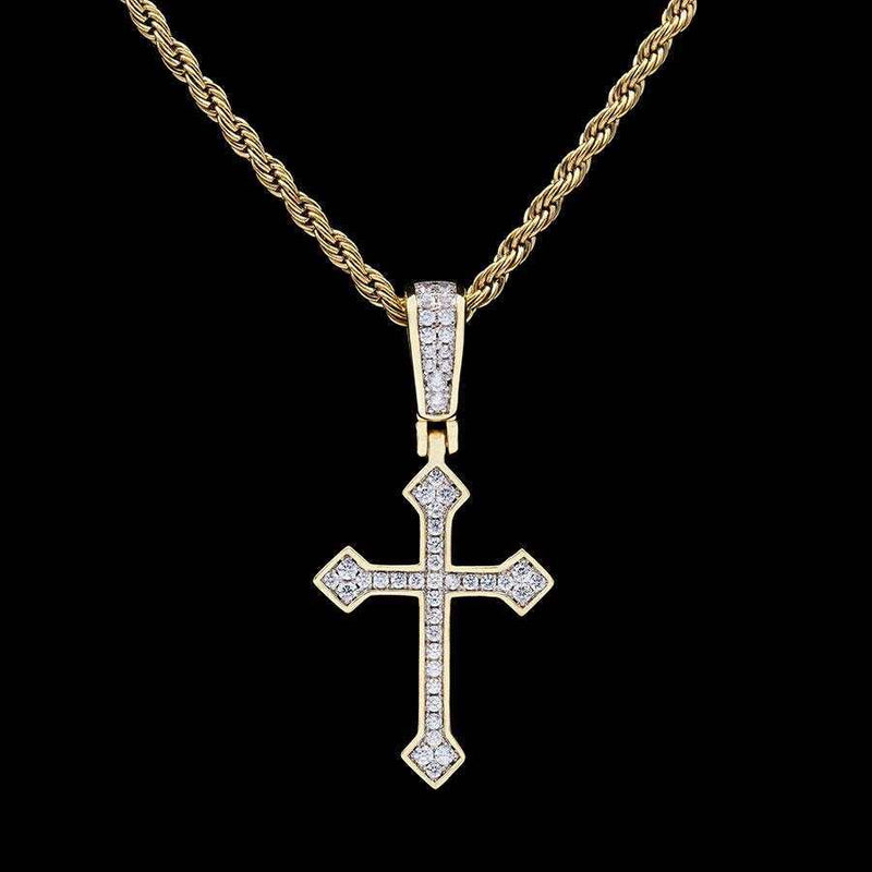 Iced Celtic Cross in Yellow Gold