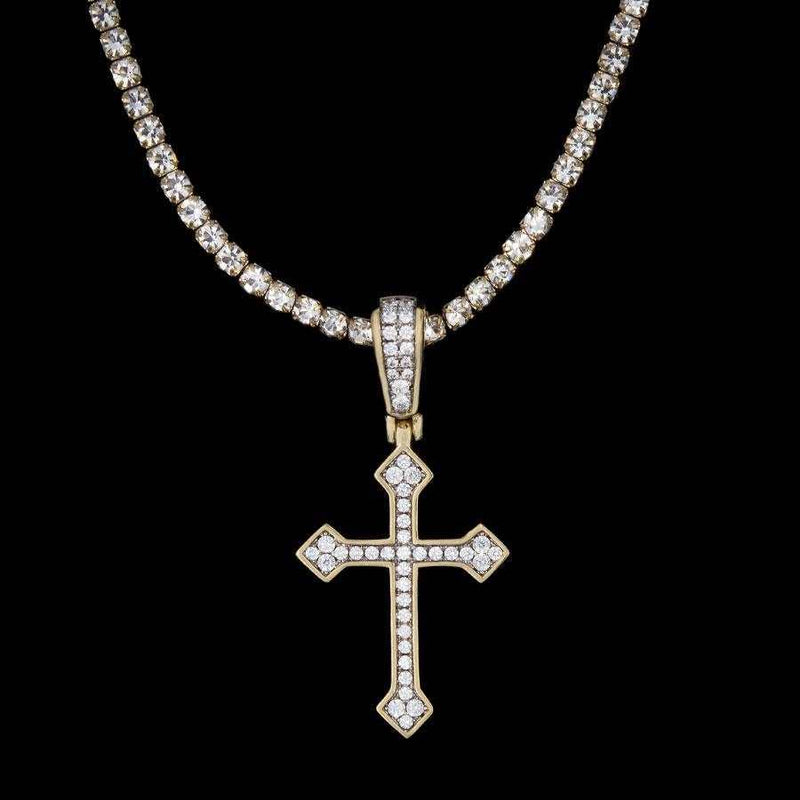 Iced Celtic Cross in Yellow Gold