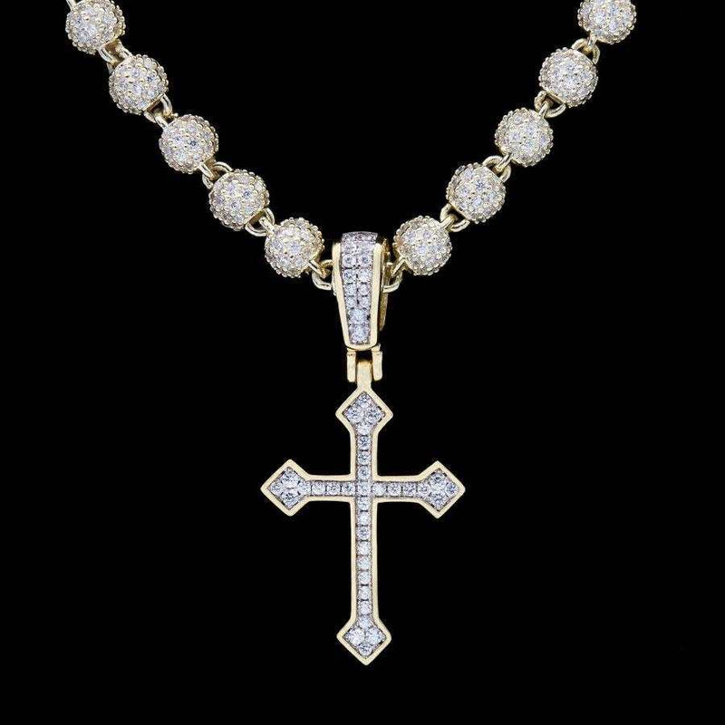 Iced Celtic Cross in Yellow Gold