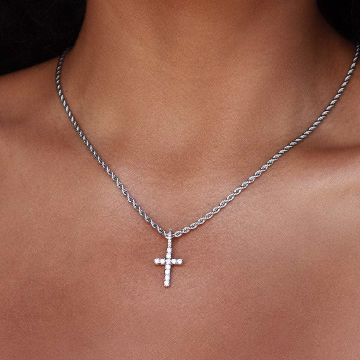 Cross and Heart Key Set in White Gold