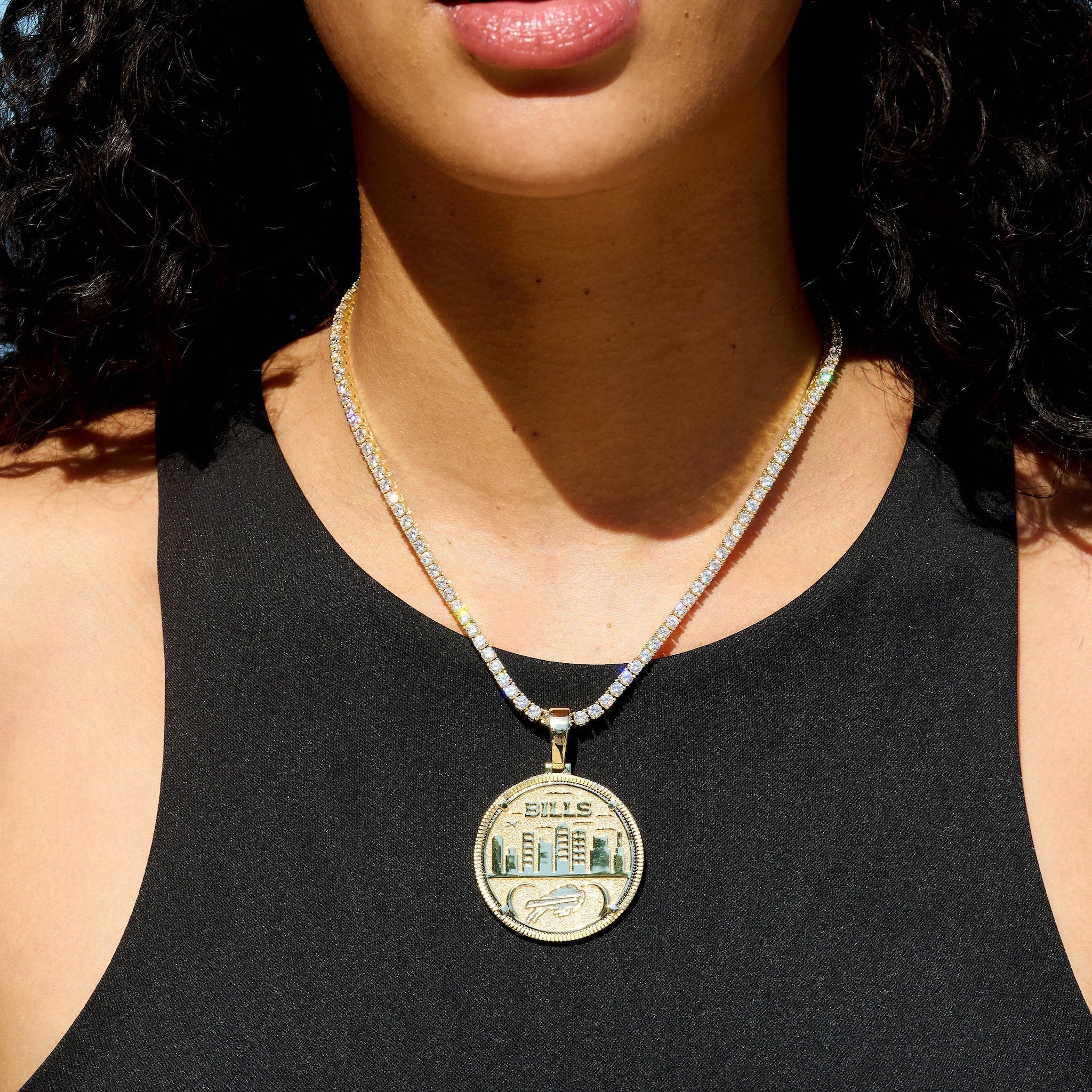 Buffalo Bills Official NFL Coin Pendant in Yellow Gold