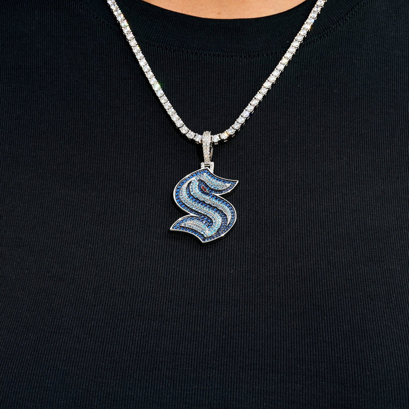 Seattle Kraken Official NHL Logo Pendant in White Gold
