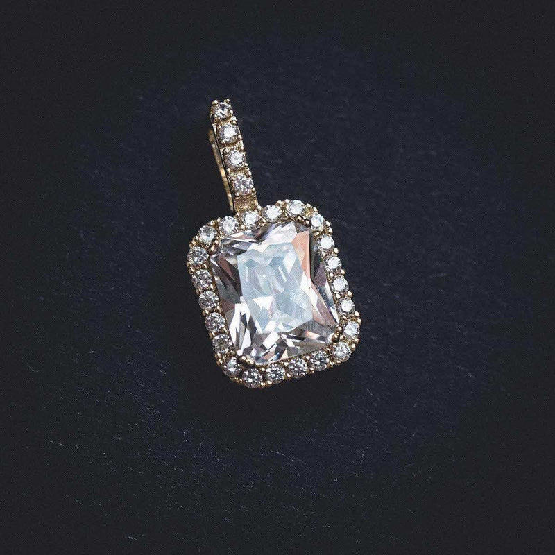 Micro Diamond Stone Pendant in Yellow Gold