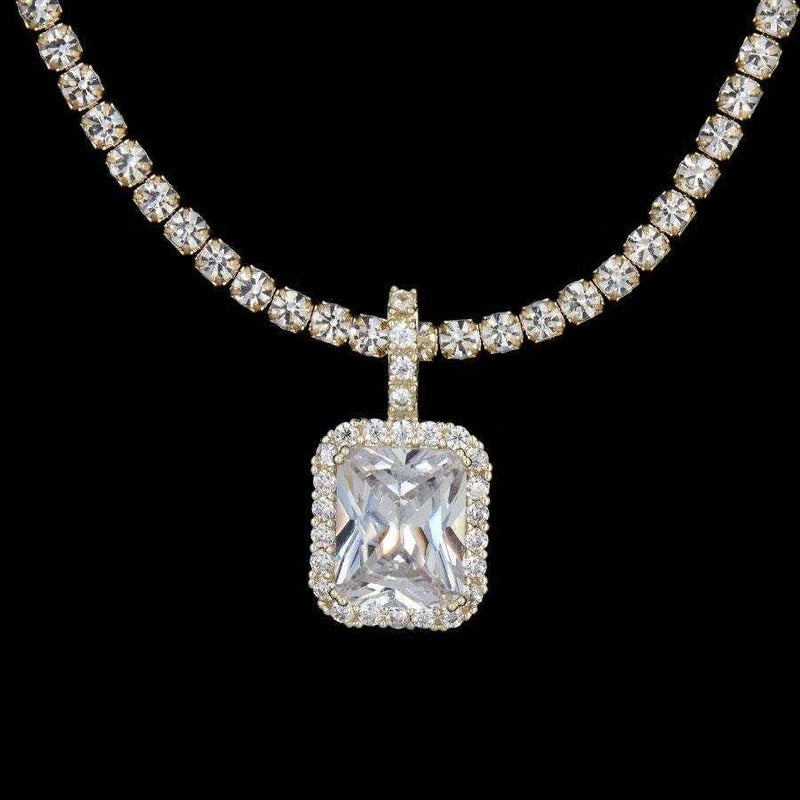 Micro Diamond Stone Pendant in Yellow Gold
