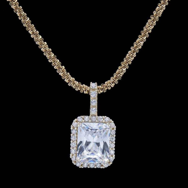 Micro Diamond Stone Pendant in Yellow Gold