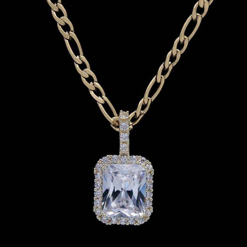 Micro Diamond Stone Pendant in Yellow Gold