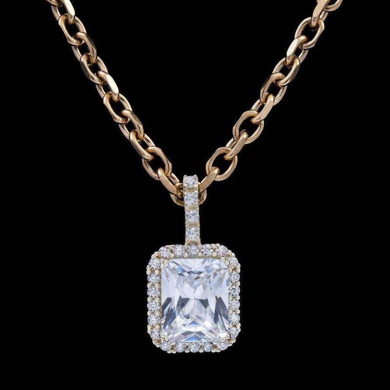 Micro Diamond Stone Pendant in Yellow Gold