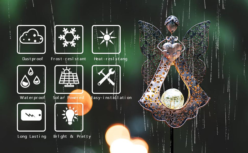 Luci solari a palo Angel per giardino in metallo bianco caldo